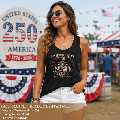United States 250 Years Eagle Shield Tank Top | Patriotic 1776-2026 Women Shirt