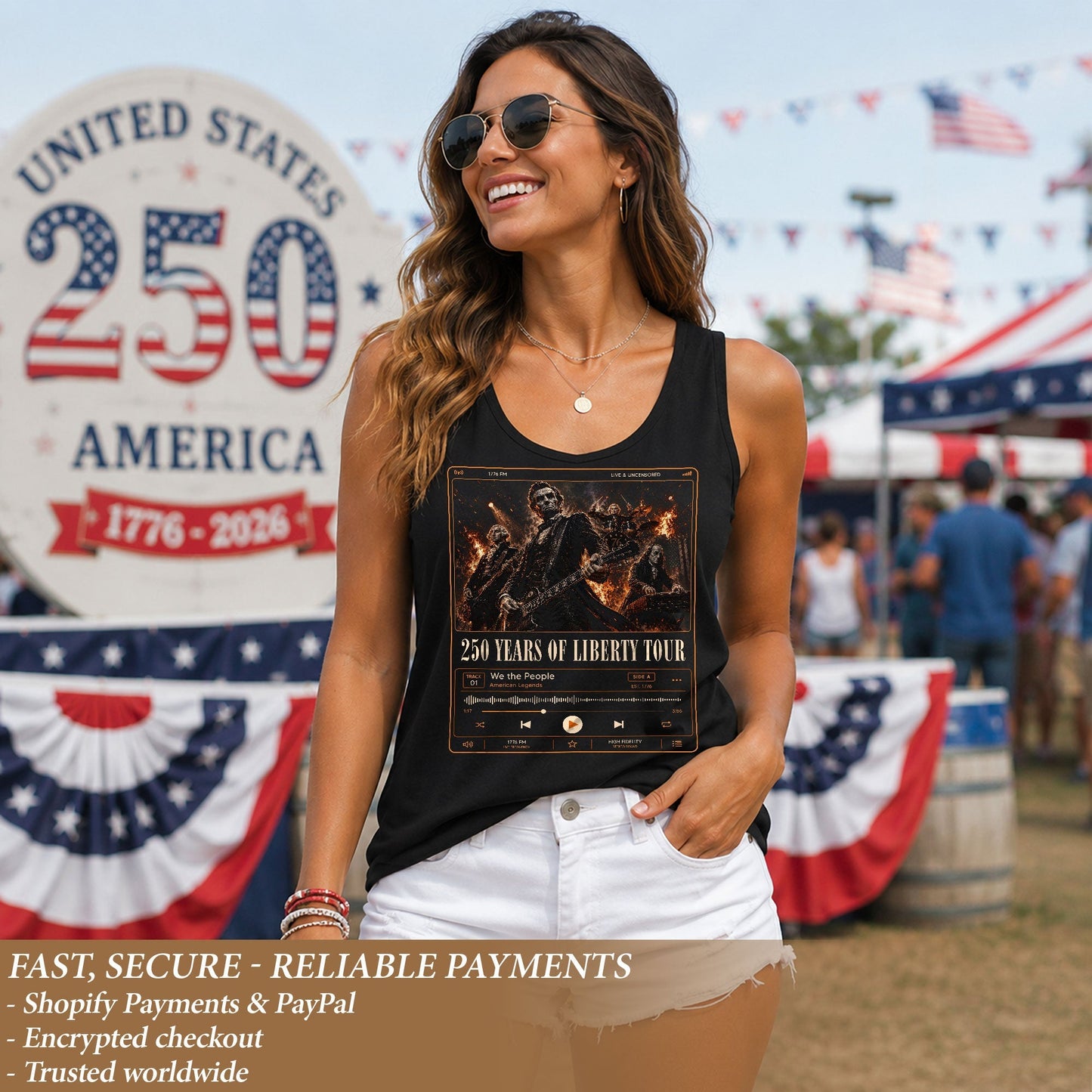 Lincoln Women Tank Top 250 Years of Liberty Tour Rock Band Patriotic US History Shirt