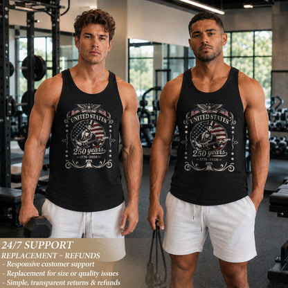250 Years Freedom Lincoln Guitar Tank Top Men Patriotic Vintage Independence Day Shirt