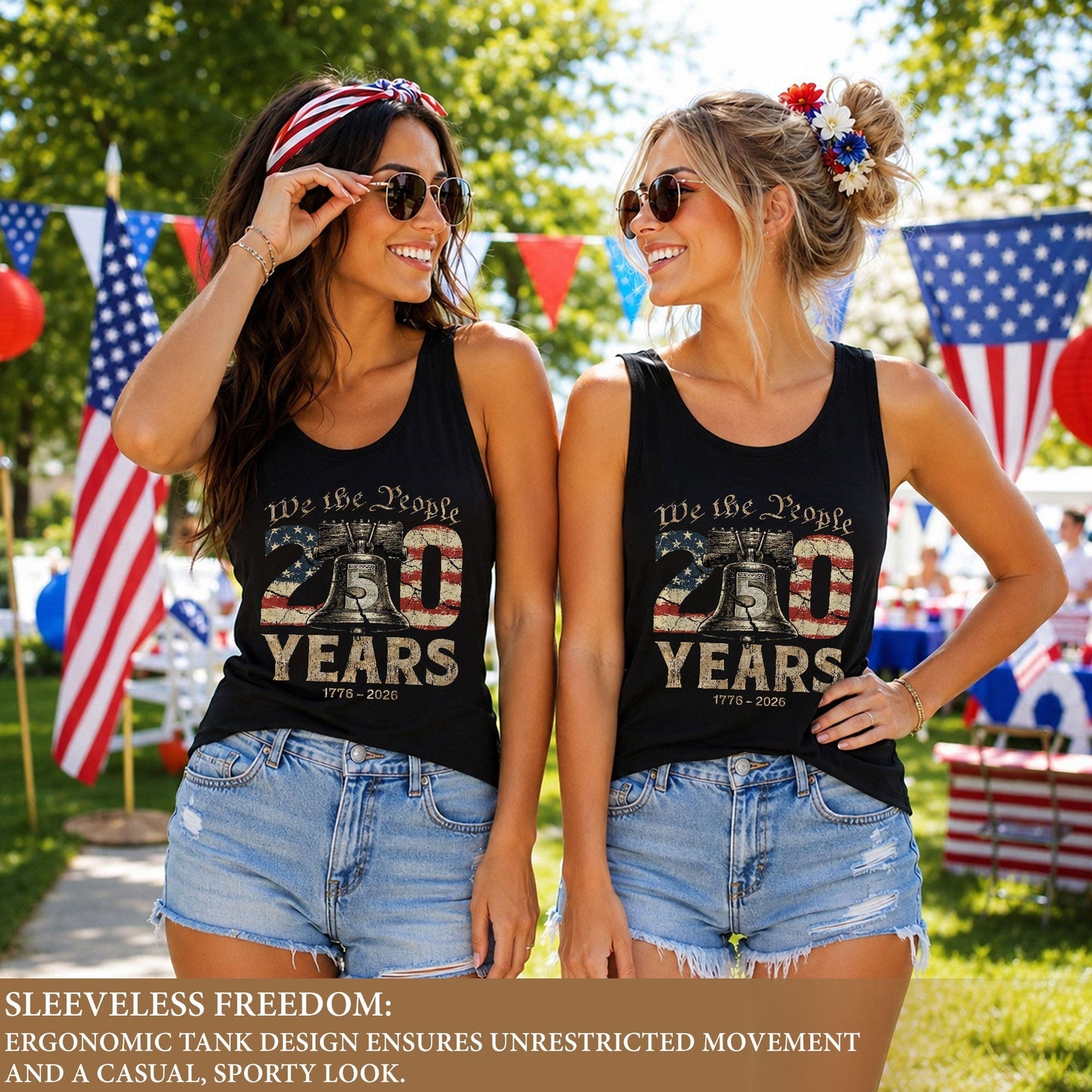 We the People 250 Years Liberty Bell Tank Top | Patriotic 1776-2026 Women Shirt