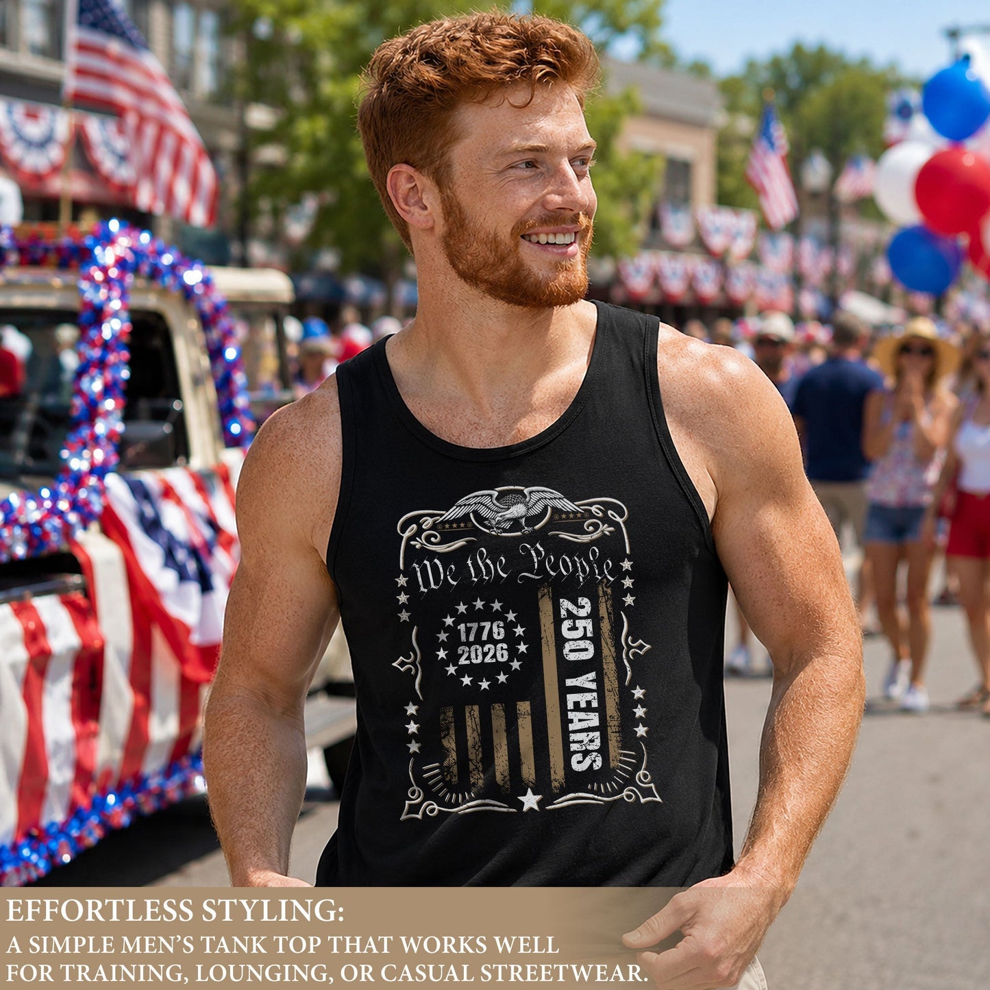 We The People Flag Tank Top 1776-2026 Patriotic Vintage Men Graphic Shirt