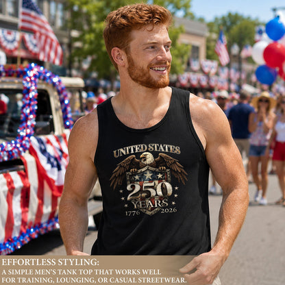 United States 1776-2026 Men Tank Top Patriotic 250 Years Bald Eagle American Flag Shield Shirt