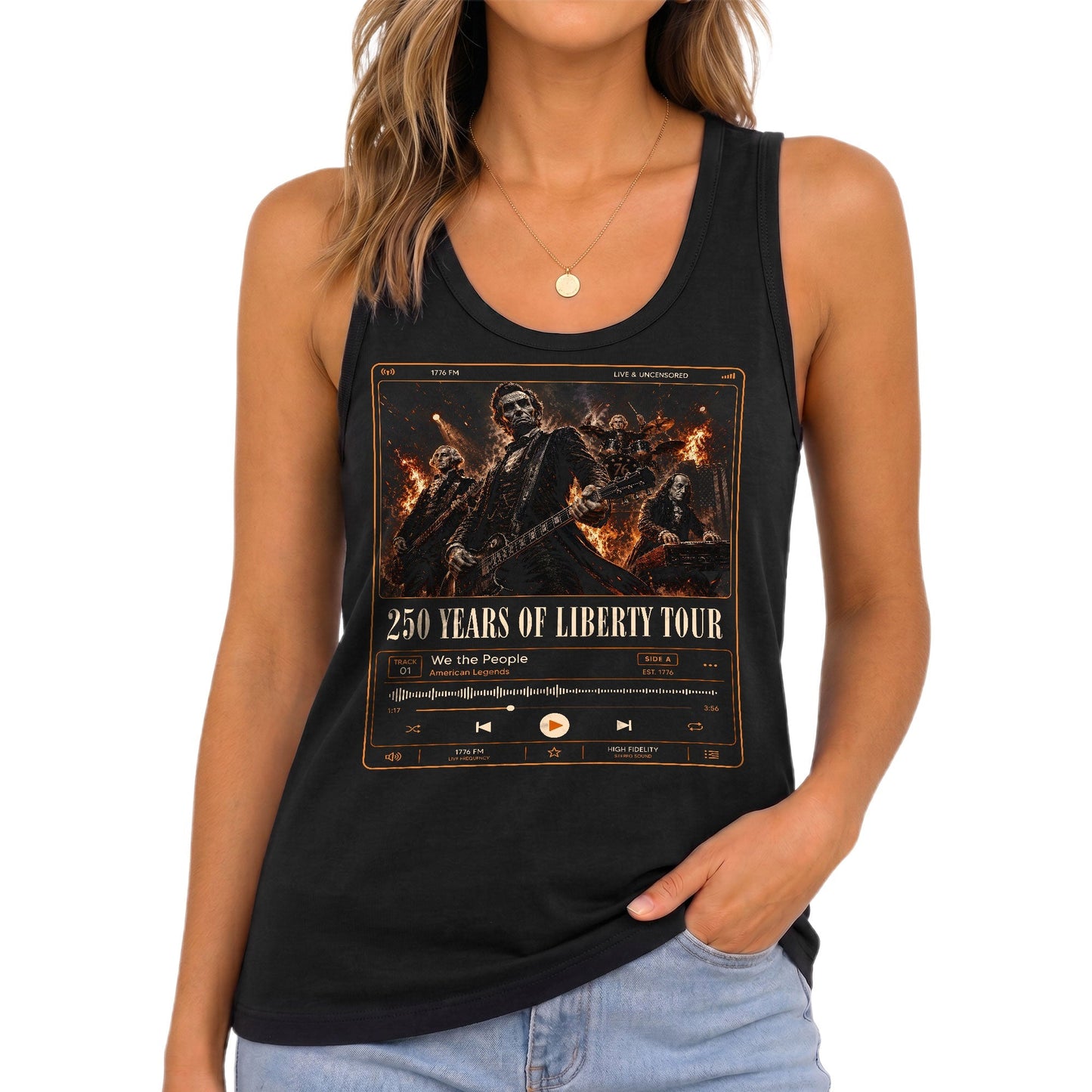 Lincoln Women Tank Top 250 Years of Liberty Tour Rock Band Patriotic US History Shirt