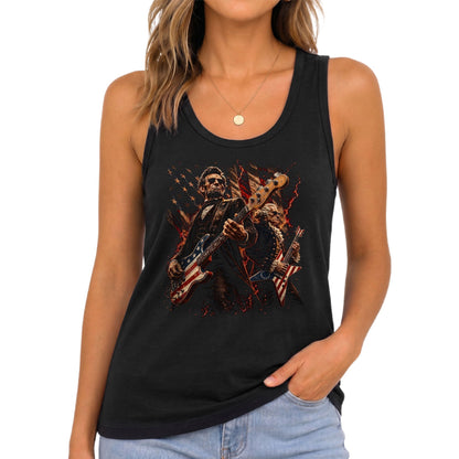 Lincoln Women Tank Top Patriotic Presidents Rock Guitarist US Flag Founding Fathers Shirt